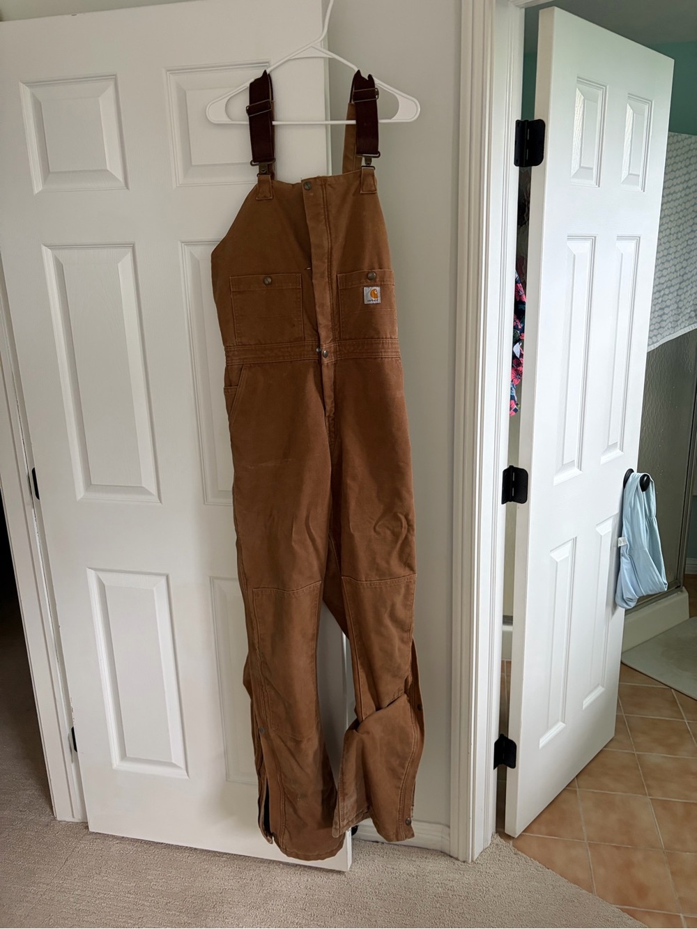 Women Carhartt Brown Duck Bib Overalls l